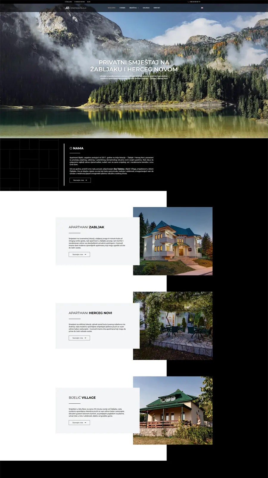 Početna 5 Web sajt za apartmane Bijelić - booking sistem, servis za goste i online prodavnica
