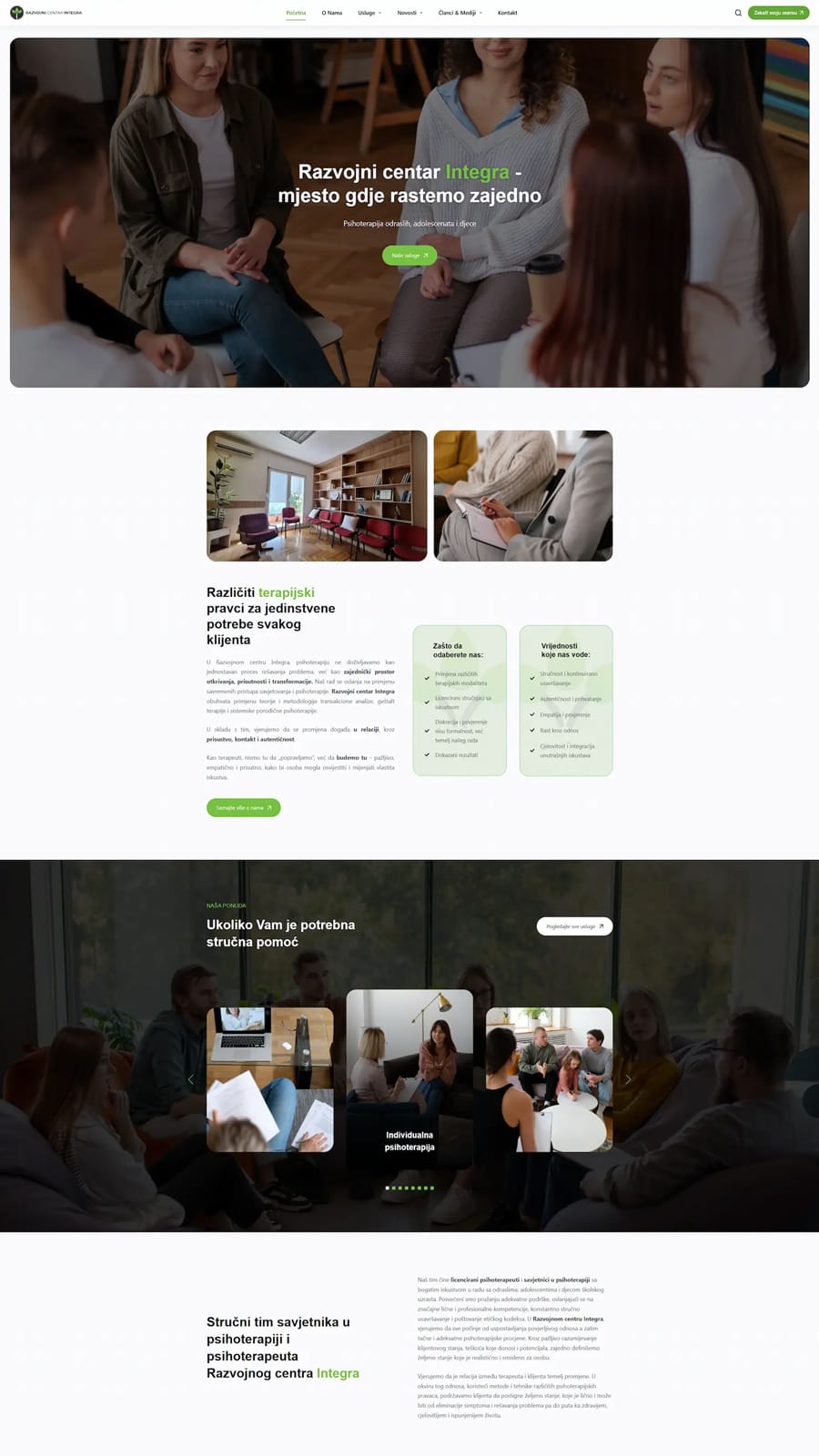 Početna 2 Izrada web sajta za Razvojni centar Integra - WordPress dizajn